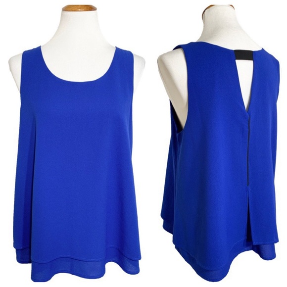 Paper Crane Tops - Paper Crane {Buckle} Layered Look Royal Blue Top